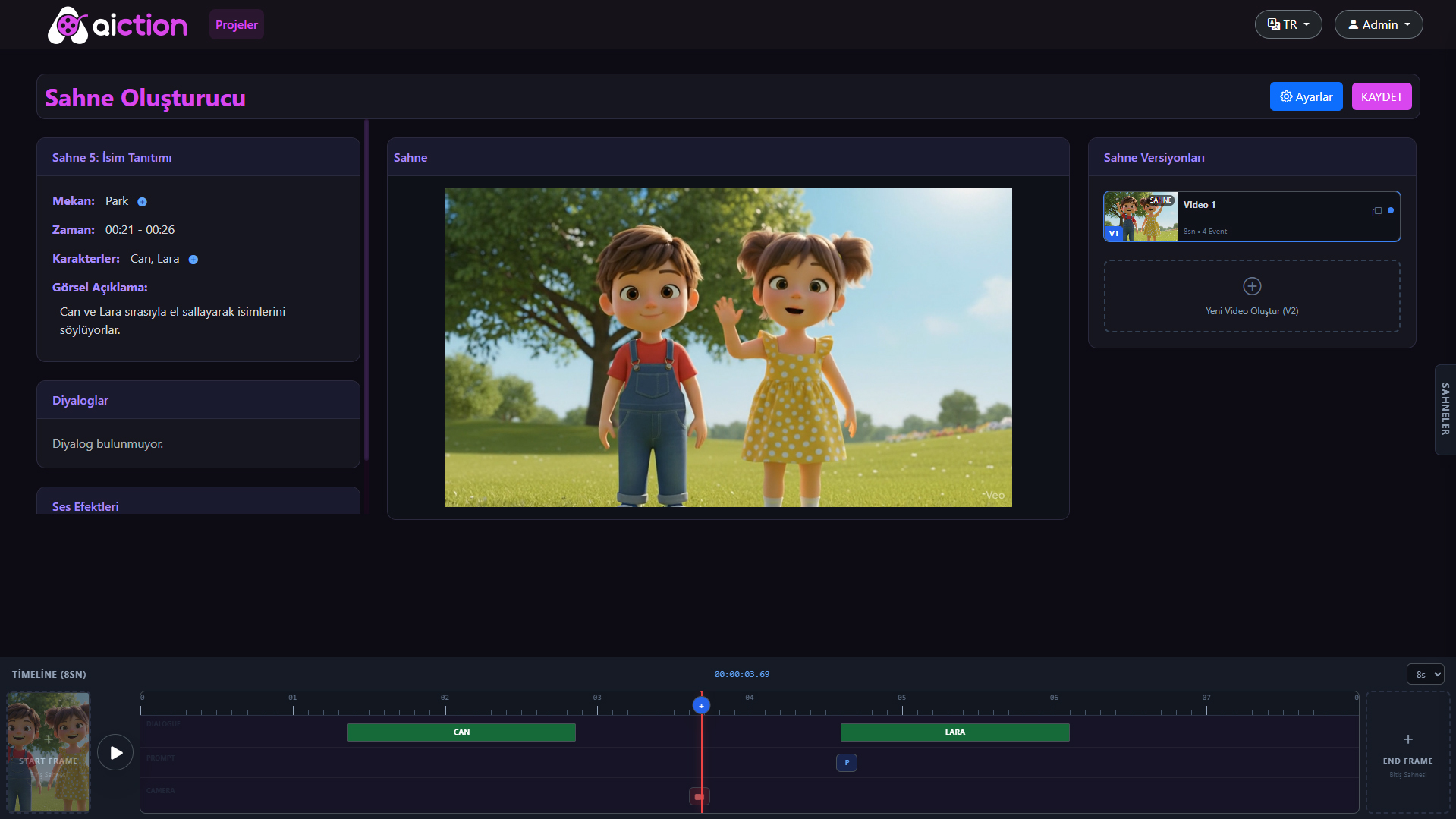 Aiction Sahne Oluşturucu